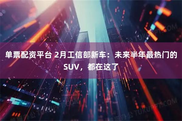 单票配资平台 2月工信部新车：未来半年最热门的SUV，都在这了